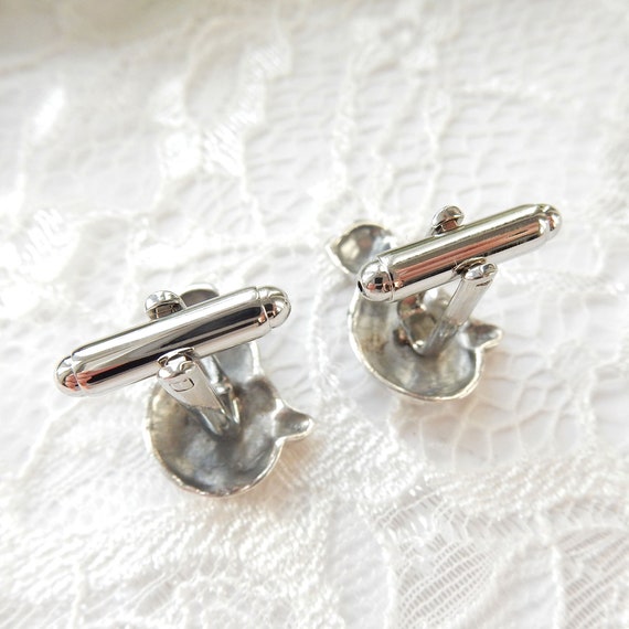 Sterling Silver Ruby Cat Cufflinks July Birthstone - image 4