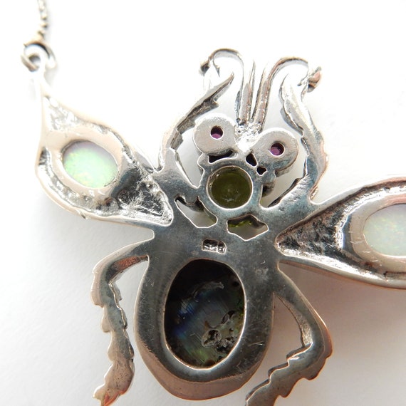 Opal Peridot Abalone Shell Wasp Insect Necklace S… - image 8