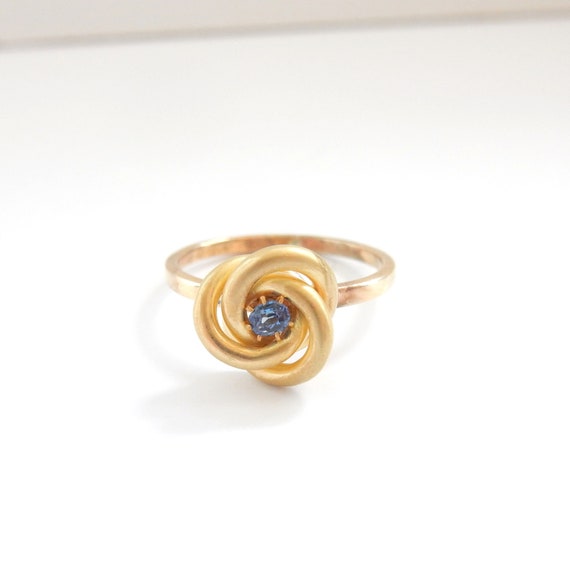 Victorian 15ct Gold Sapphire Knot Ring US Size 6 … - image 3