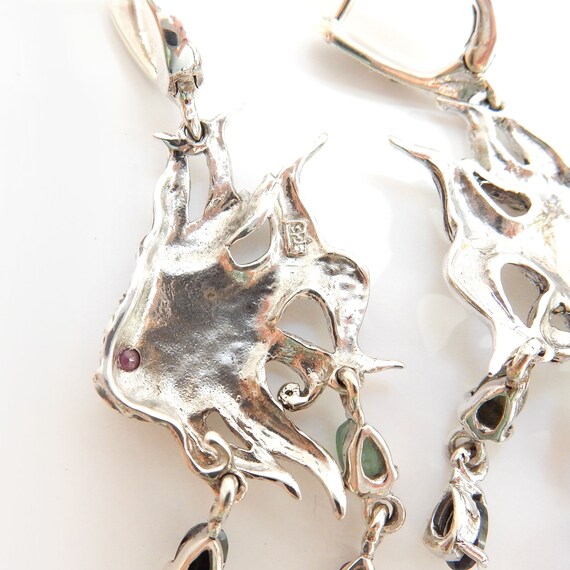 Sterling Silver Emerald Ruby Sapphire Fish Earrin… - image 8