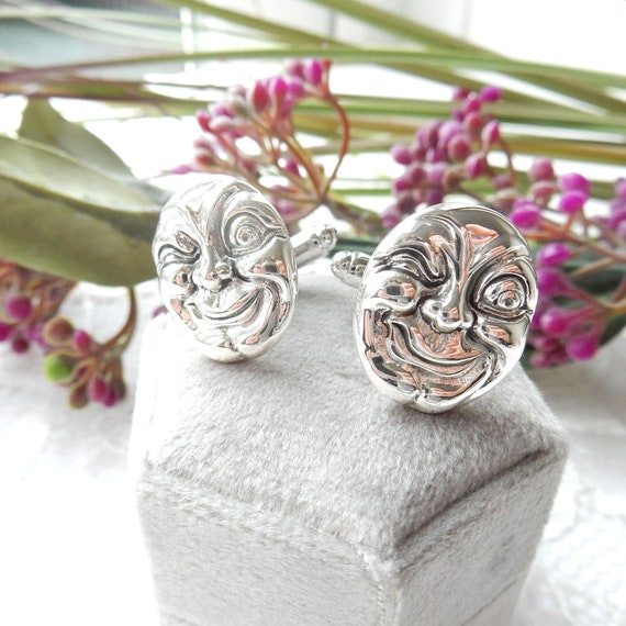 Sterling Silver Humpty Dumpty Happy Face Cufflinks