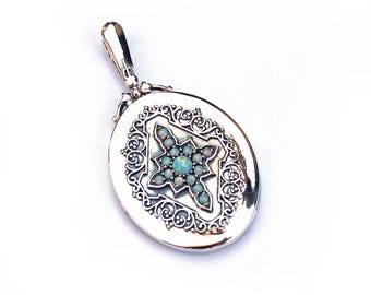 Sterling Silver Victorian Style Opal Locket
