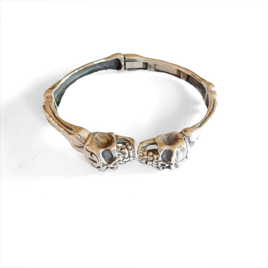 Sterling Silver Gothic Skull Bangle Bracelet *42grams* - Etsy