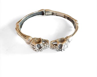 Sterling Silver Gothic Skull Bangle Bracelet *42grams*