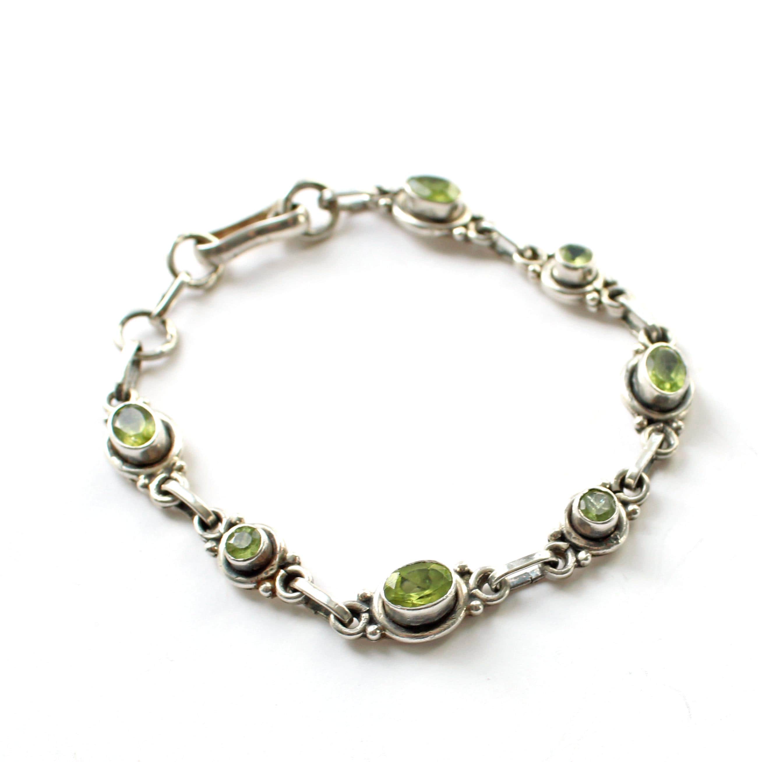 Vintage Sterling Silver Peridot Bracelet August Birthstone