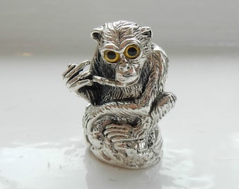 Novelty Sterling Silver Monkey Pin Cushion