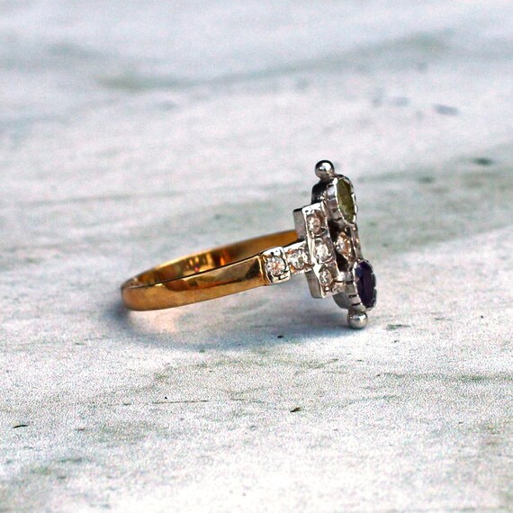 Solid Silver Peridot & Amethyst Ring - image 4