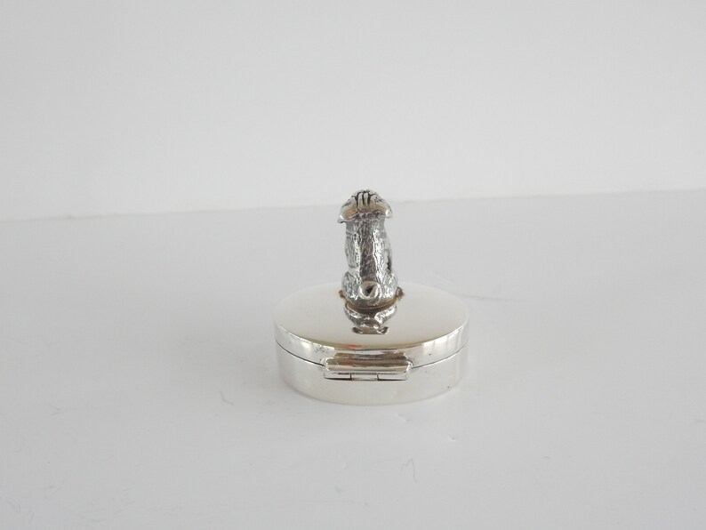 Solid Silver Figural Pug Dog Pill Box