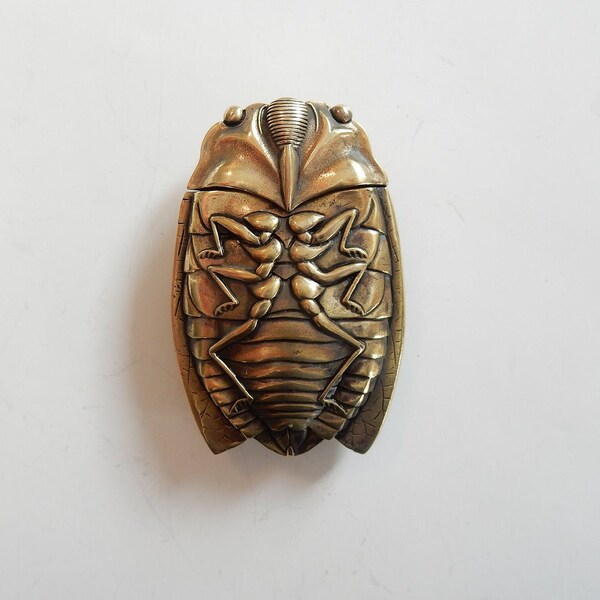 Brass Scarab Beetle Scorpion Vesta Match Safe