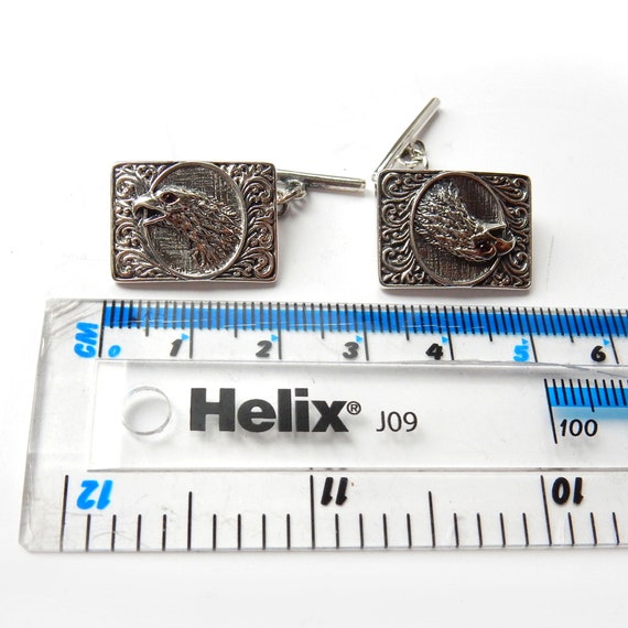 Silver Ruby American Eagle Hawk Cufflinks Sterlin… - image 5