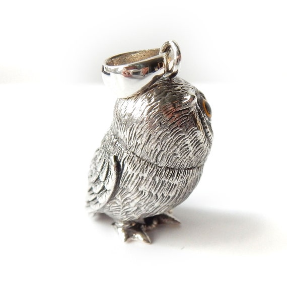 Solid Silver Owl Pendant Charm - image 4