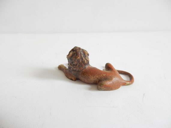 Antique Austrian Cold Painted Bronze Lion Miniature