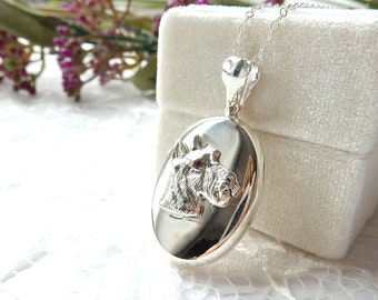 Sterling Silver Ruby Scottie Dog Locket