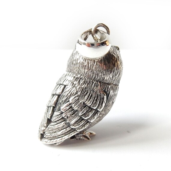 Solid Silver Owl Pendant Charm - image 3