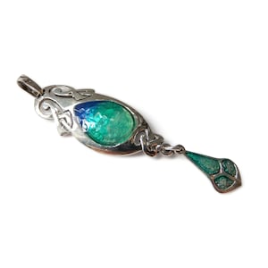 Art Nouveau style Solid Silver Enamel Pendant