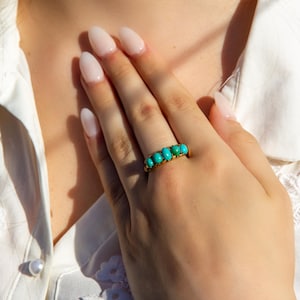 Antique 18ct Gold Turquoise Five Stone Ring