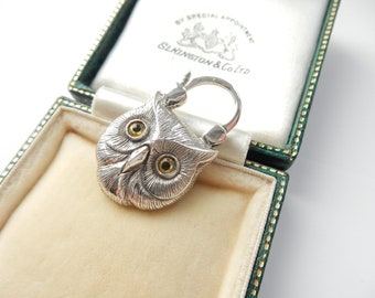 Agate Sterling Silver Owl Padlock Pendant Clasp Charm