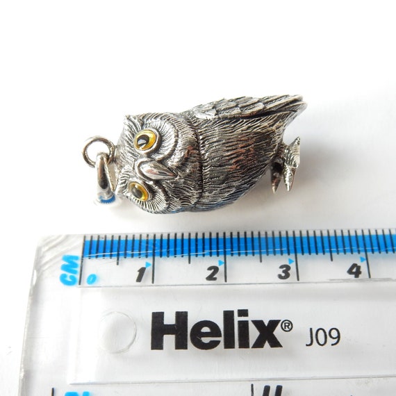 Solid Silver Owl Pendant Charm - image 5