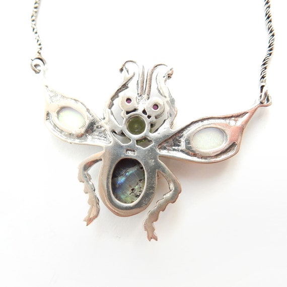 Opal Peridot Abalone Shell Wasp Insect Necklace S… - image 7