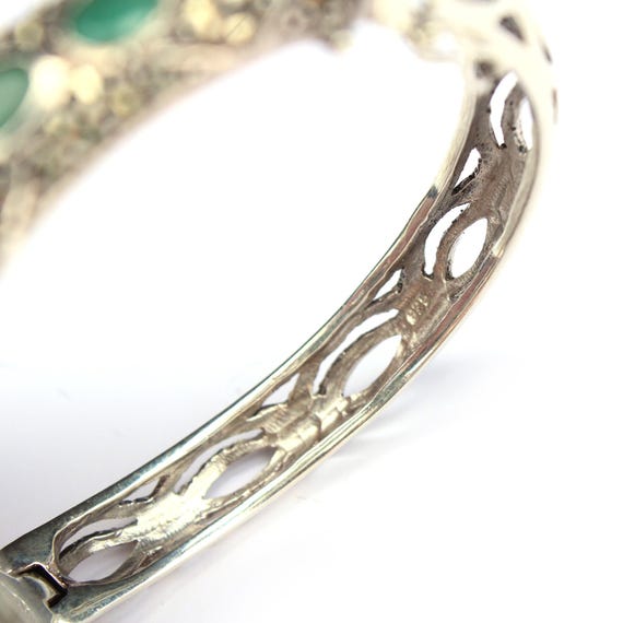 Sterling Silver Emerald Ruby Marcasite Snake Cuff… - image 5