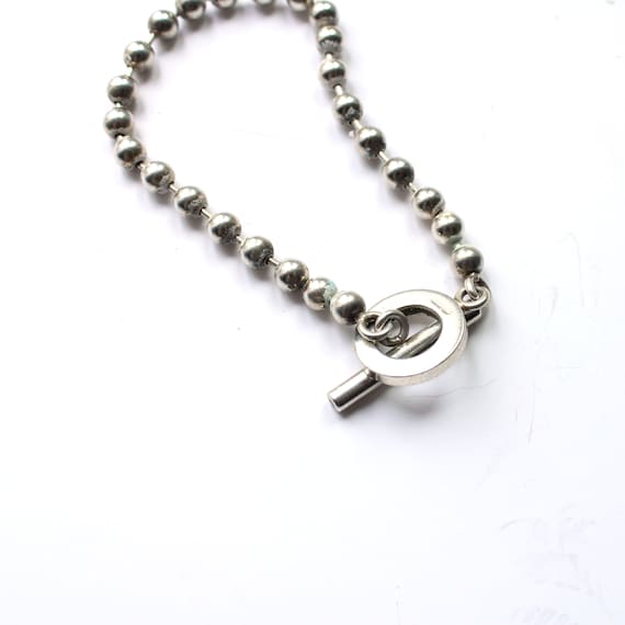 Solid Silver Gucci Boule Ball Chain Toggle Bracel… - image 3