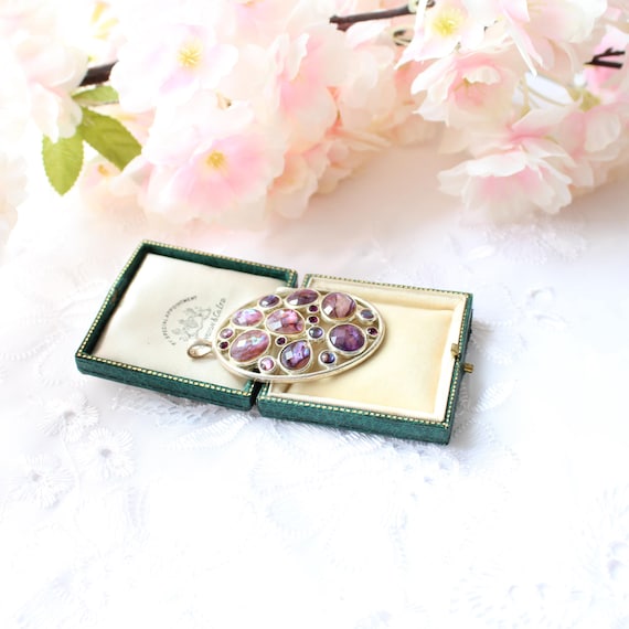 Large Faceted Abalone Shell Iridescent Pendant - image 1