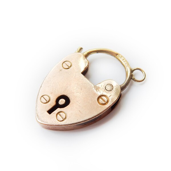 Antique 9 Carat Gold Heart Padlock Catch Charm Pendant