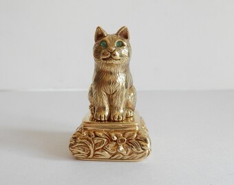 Gold Plated Emerald Cat Signet Seal Stamp Wax Seal