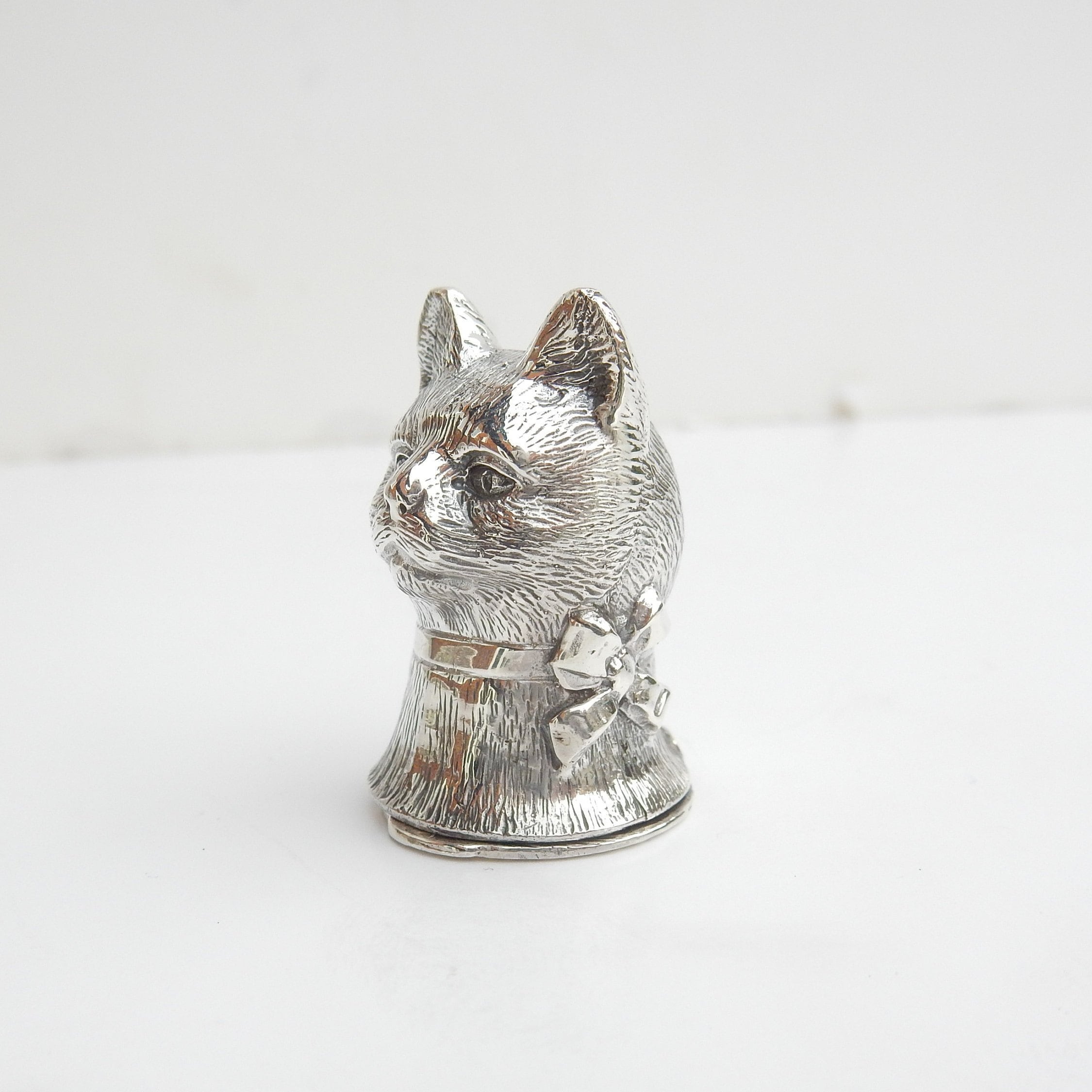 silver CAT出品2本セット Sterling Silver Cat Vesta Match Safe Snuff Box Cat Collectibles - Etsy