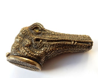 Brass Crocodile Vesta Match Safe