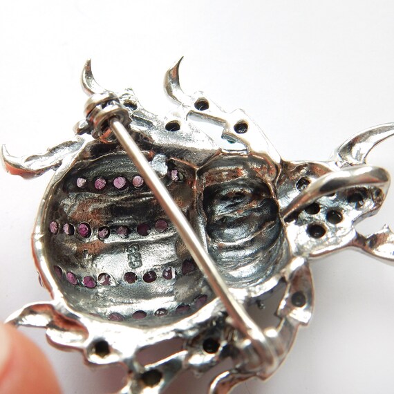 Broche Ancienne Scarabée En Argent Massif Avec Marcassites - Insecte Vintage - Occasion