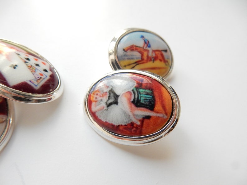 Sterling Silver Enamel Gambling Drinking Horse Racing Cufflinks Etsy