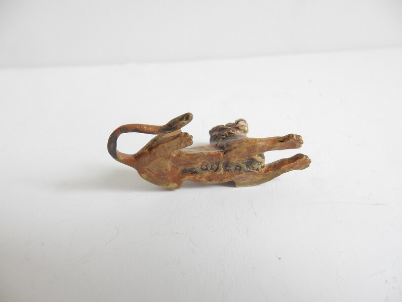 Antique Austrian Cold Painted Bronze Lion Miniature