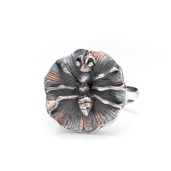 Sterling Silver Spider on Web Ring