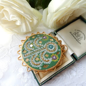 Vintage Indian Green & Gold Mosaic Pendant
