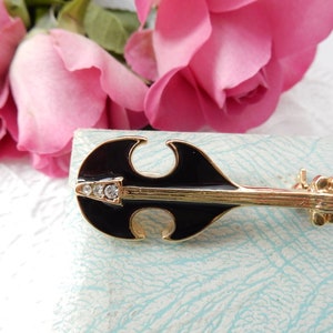 Vintage Enamel Guitar Cello Brooch Vintage Costume Jewelery