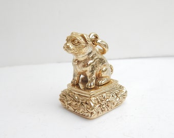 Gold Plated Pug Dog Signet Seal Stamp Envelope Press