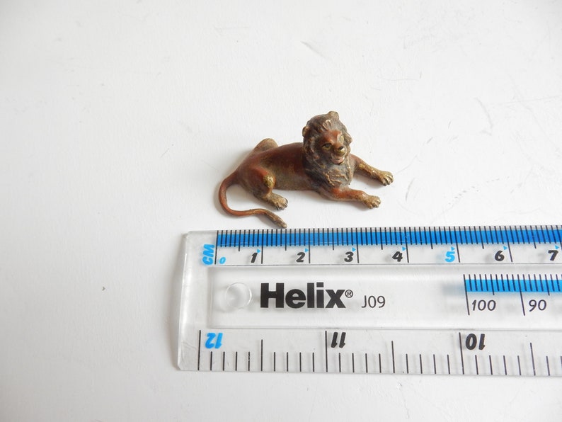 Antique Austrian Cold Painted Bronze Lion Miniature