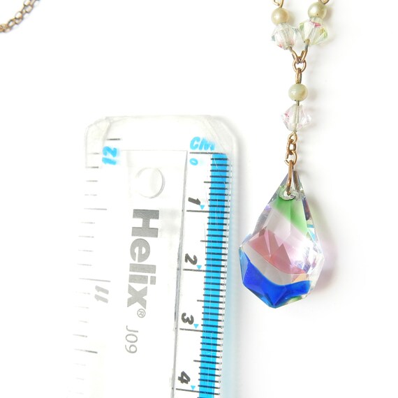 Antique Art Deco Iris Rainbow Glass Lavalier Bead… - image 3