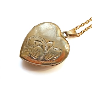 médaillon coeur roulé en or vintage avec chaîne