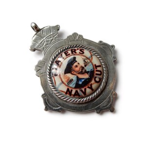 Antique Solid Silver Enamel Players Navy Cut Medal Fob