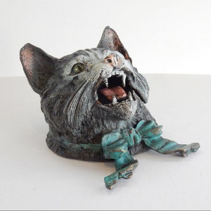Austrian Bronze Cat Inkwell: Cold Painted Vienna Bronze, Louis Wain Style