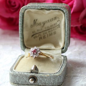 Antiker 18 Karat Gold Rubin Diamant Sternring