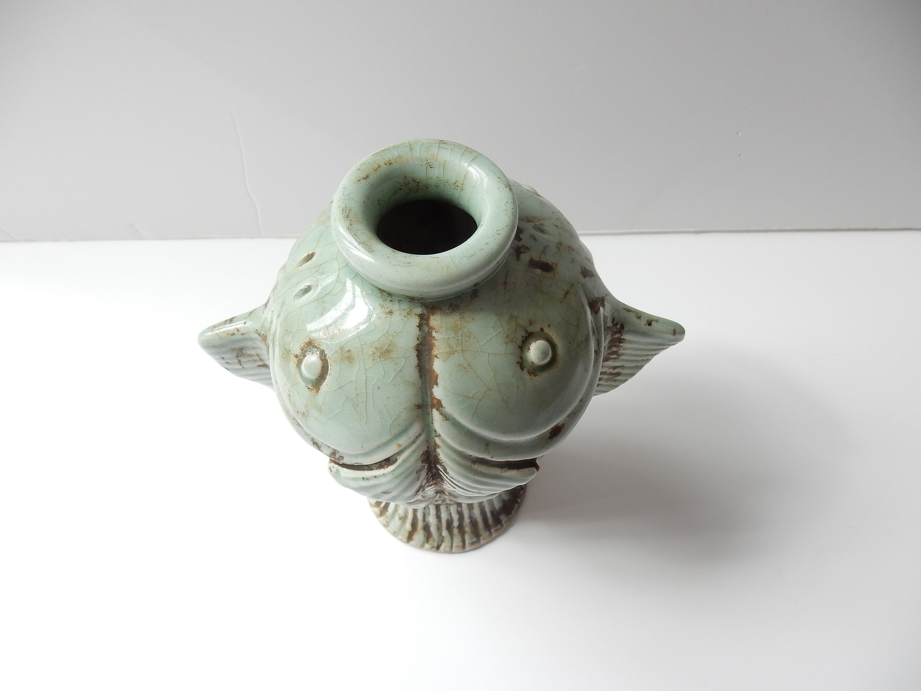 ヴィンテージ中国青磁磁器双魚花瓶 - Etsy 日本