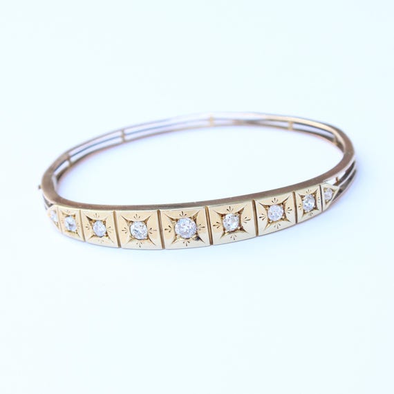 Victorian 15ct Gold Diamond Bracelet 1.25ct (9.8grams)