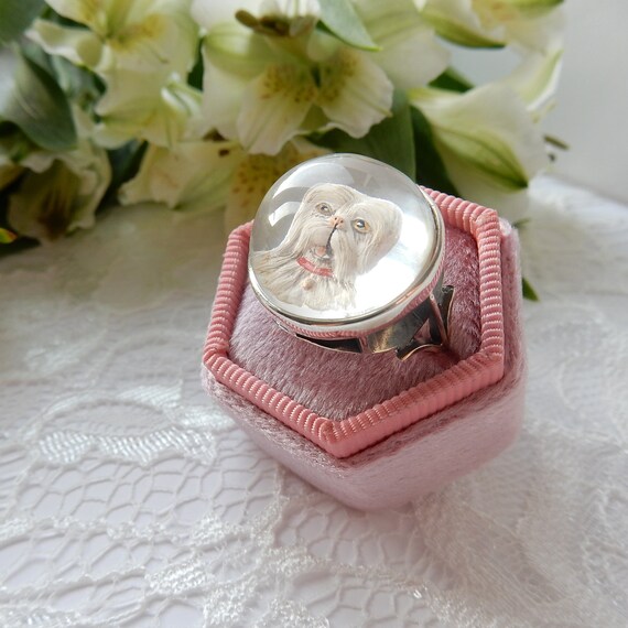 Essex Crystal Reverse Intaglio Dog Ring Sterling S