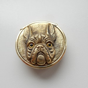 Brass French Bulldog Dog Vesta Match Safe Snuff Box