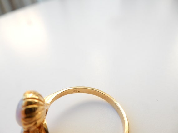 Pretty Solid Silver Vermeil Opal Ring - image 4