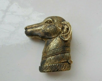 Brass Whippet Dog Vesta Match Safe Snuff Box