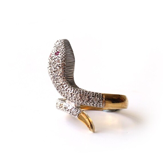 Solid Silver CZ Ruby Snake Ring - image 5